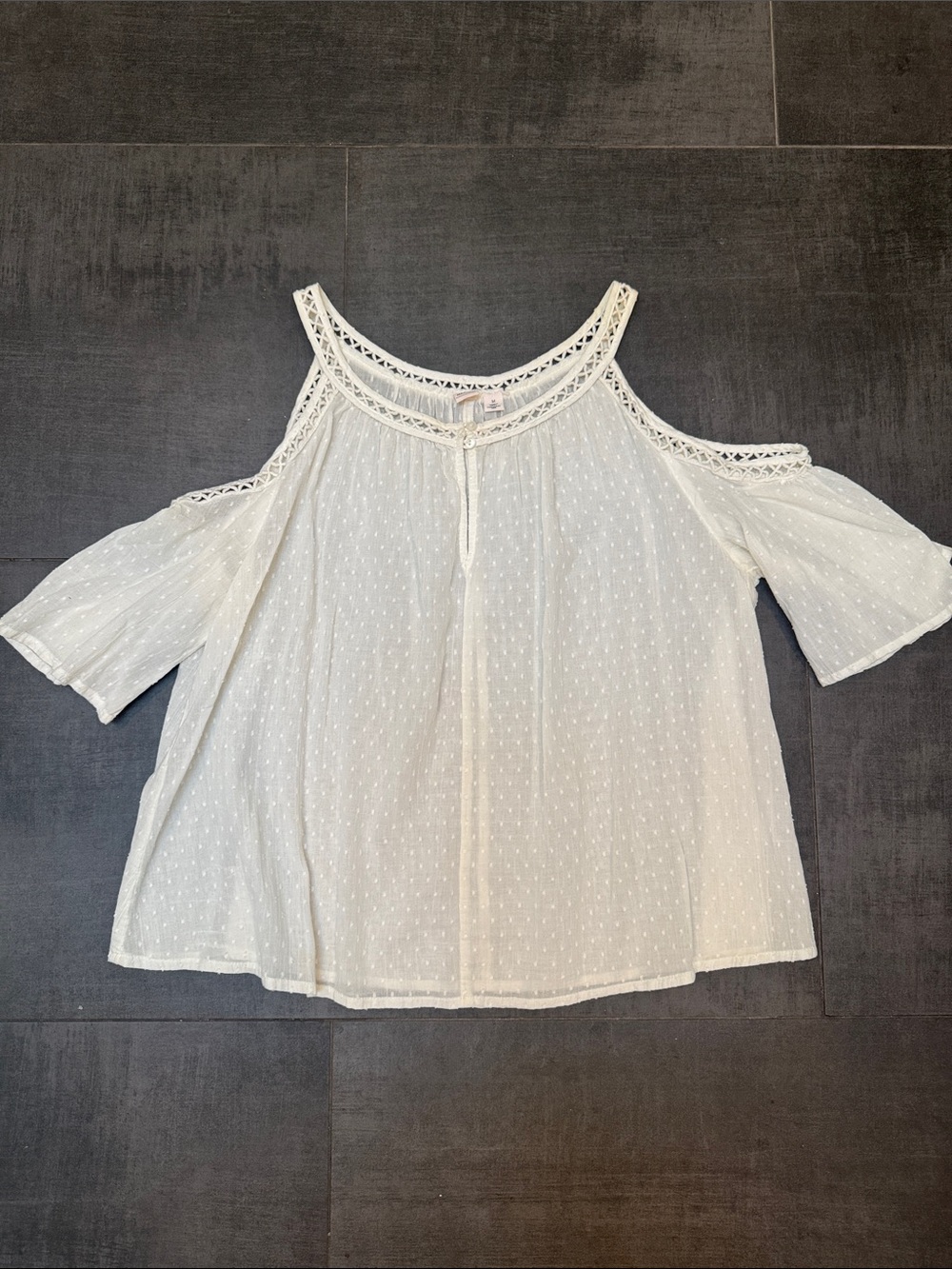 Melrose and Market White Cold-Shoulder Eyelet Top